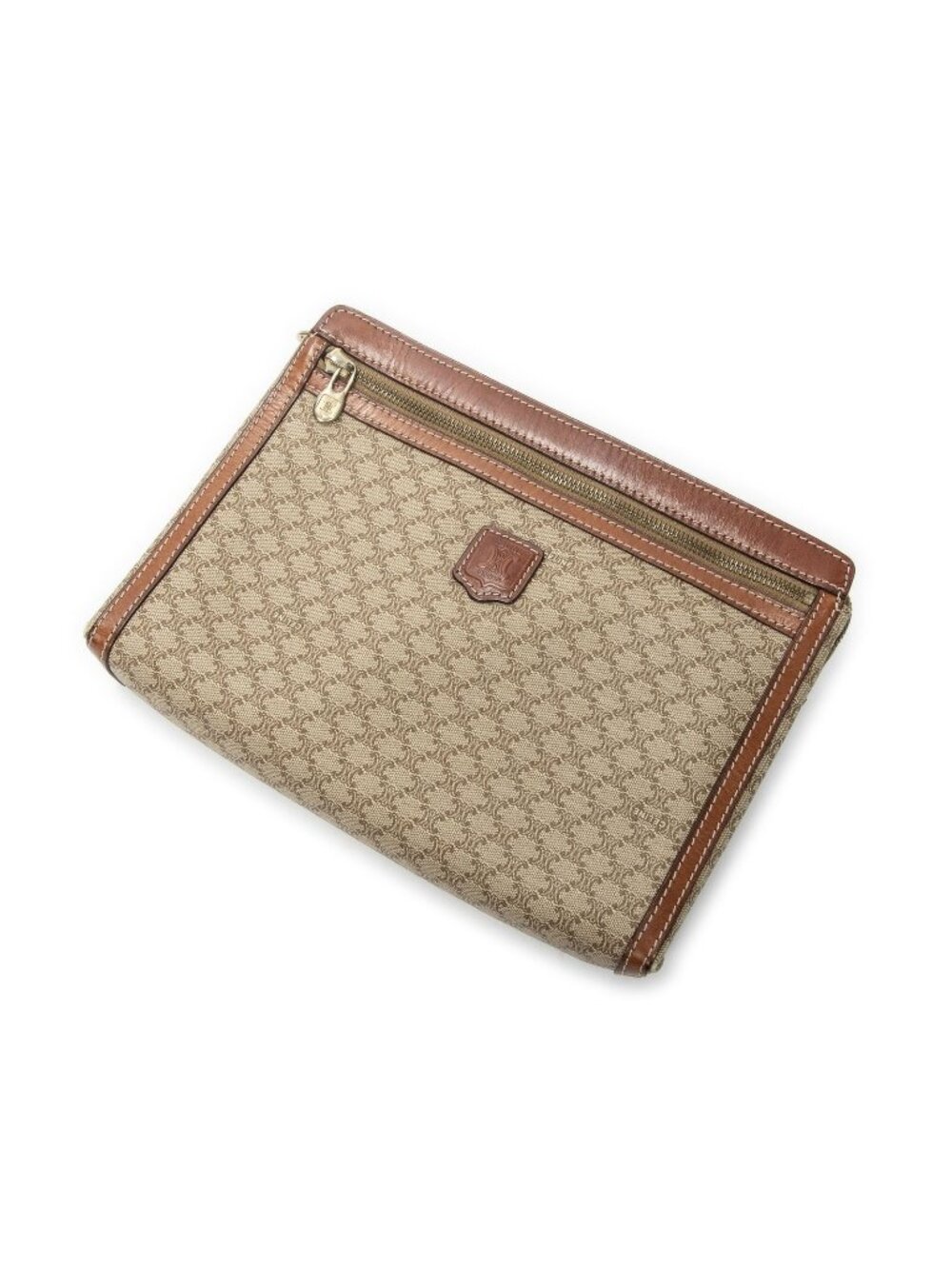 Celine Toiletries Pouch Beige Brown Macadam Canvas - Picture 1 of 5